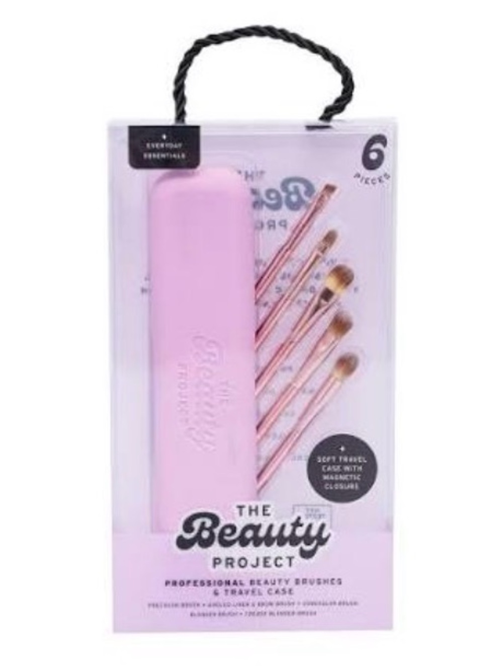 6-Piece Makeup Brush Set with Pink Travel Case